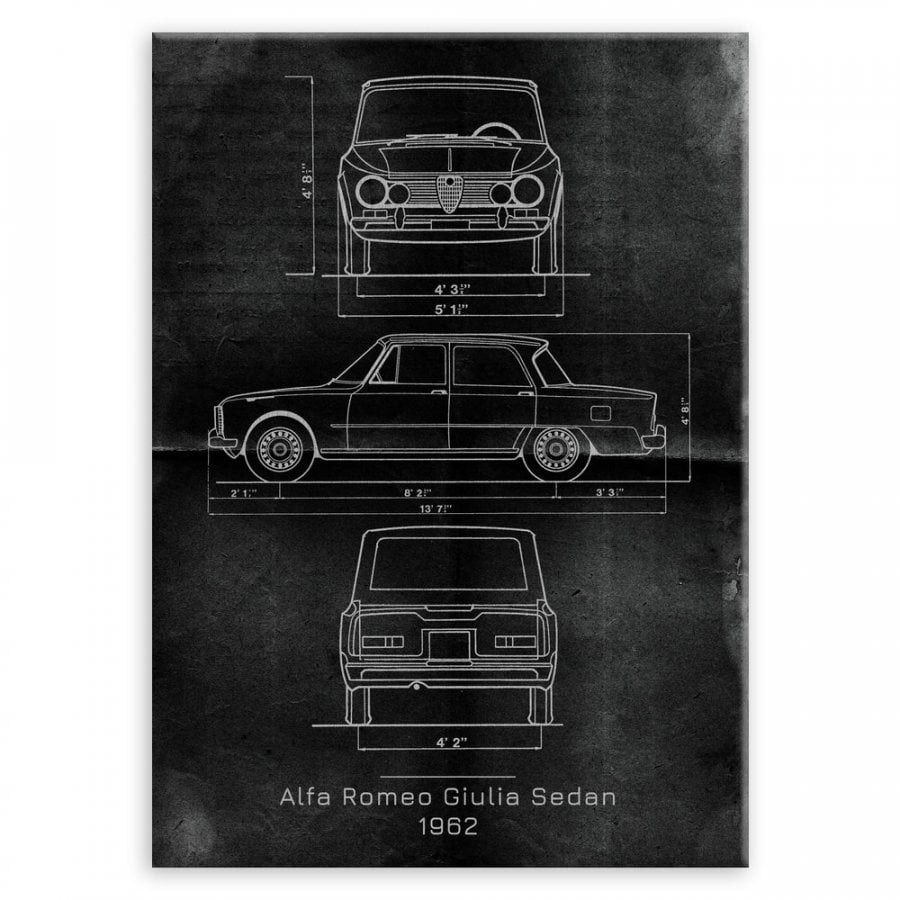 Plakat Metalowy Alfa Romeo Giulia Projekt Graphite L MURRANO