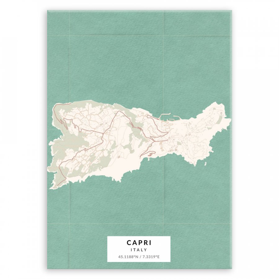 Plakat Metalowy Mapa Vintage Capri L MURRANO