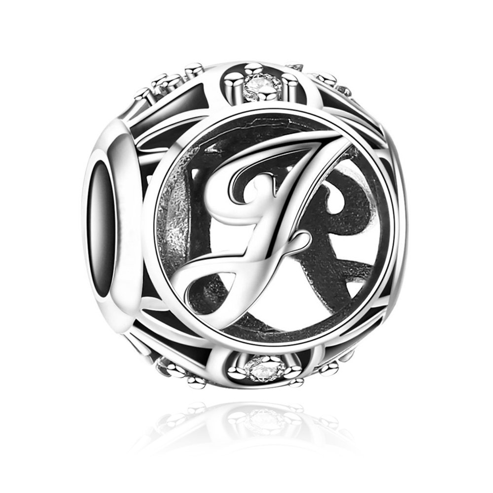 Charms Zawieszka Koralik 925 Literka J