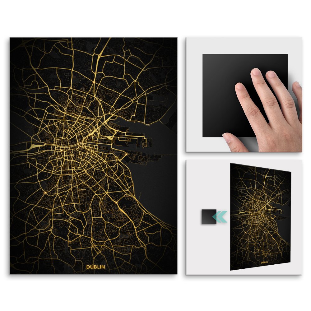 Plakat metalowy Mapa City Lights Dublin M