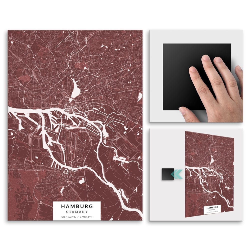 Plakat metalowy Mapa Burgund Hamburg L