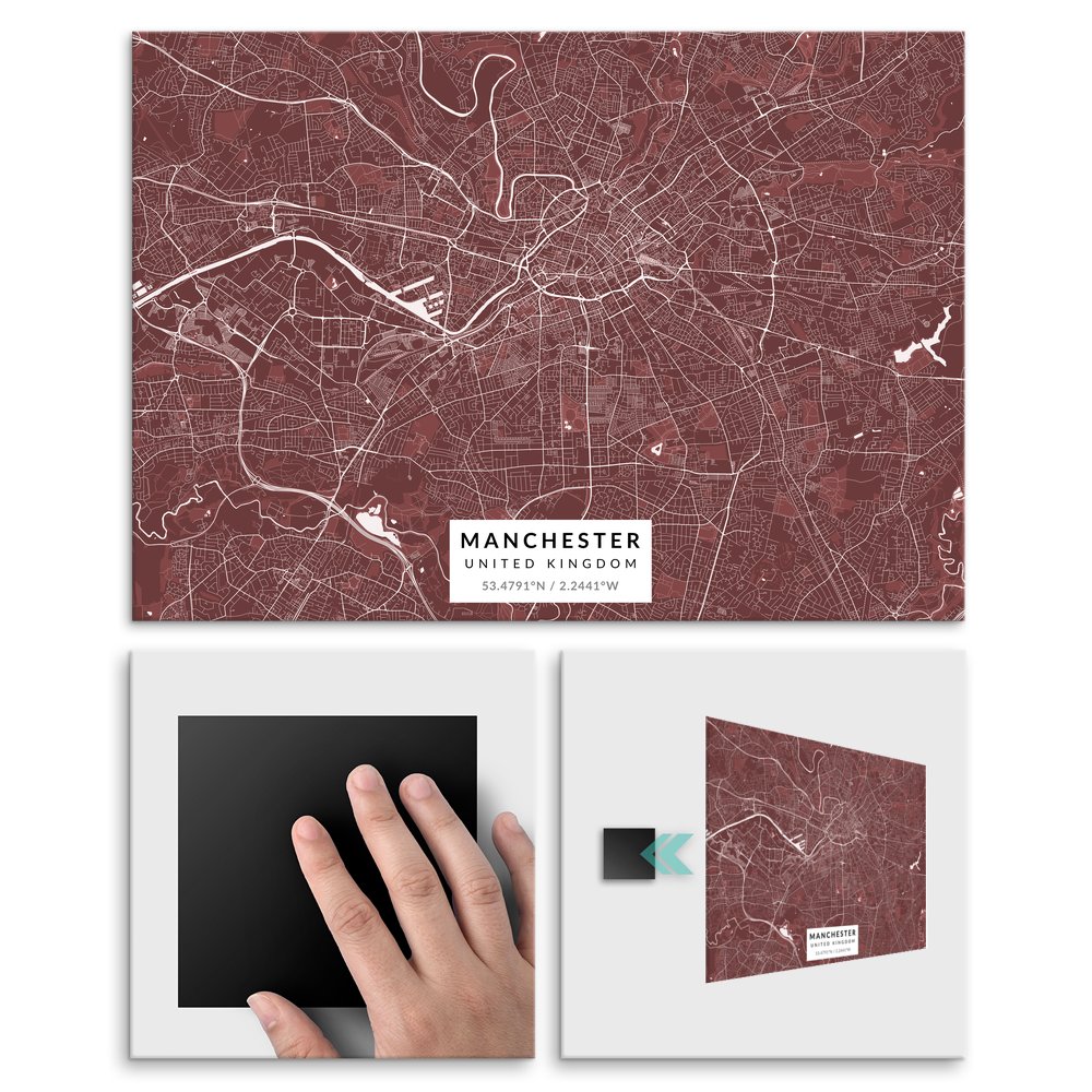 Plakat metalowy Mapa Burgund Manchester L