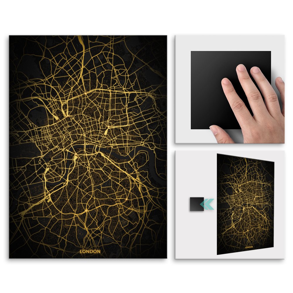 Plakat metalowy Mapa City Lights Londyn M