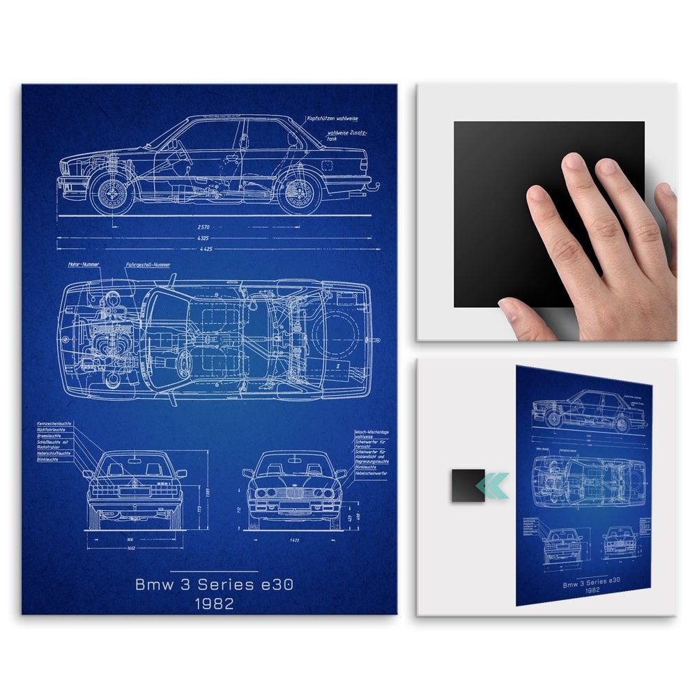 Plakat metalowy BMW E30 Projekt Blueprint M