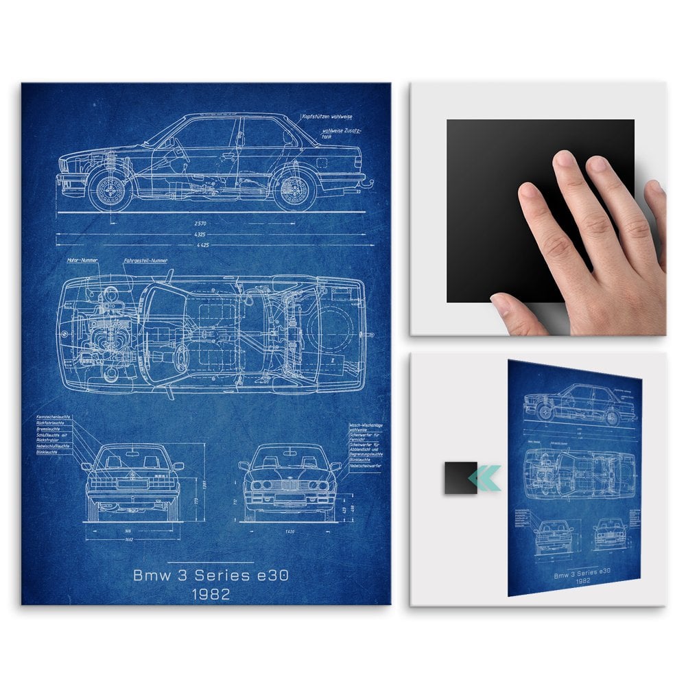 Plakat metalowy BMW E30 Projekt Cobalt M