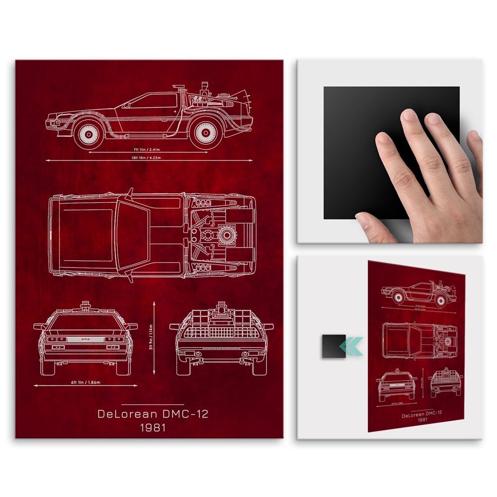 Plakat metalowy DeLorean DMC Projekt Scarlet L