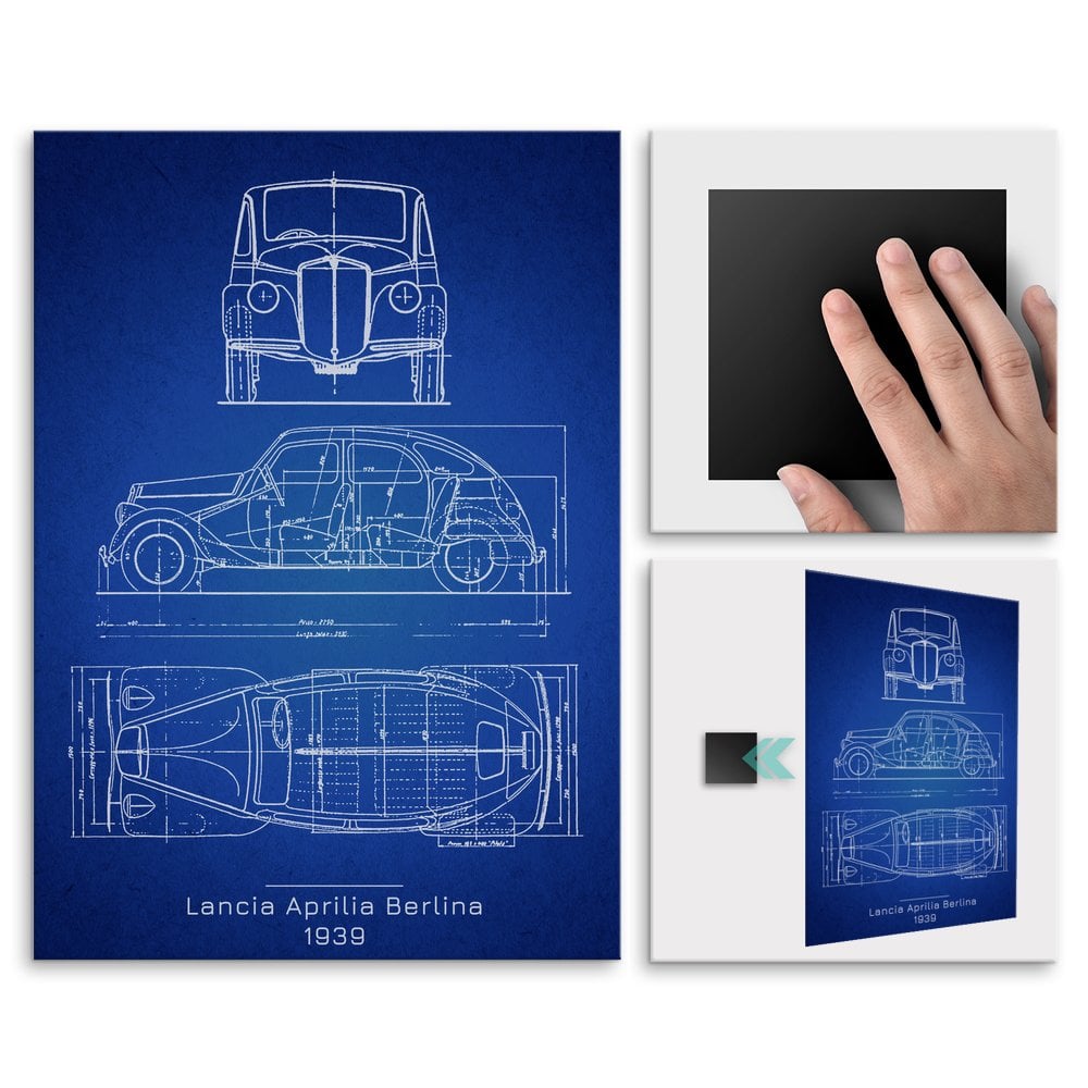 Plakat metalowy Lancia Aprilia Berlina Projekt Blueprint M