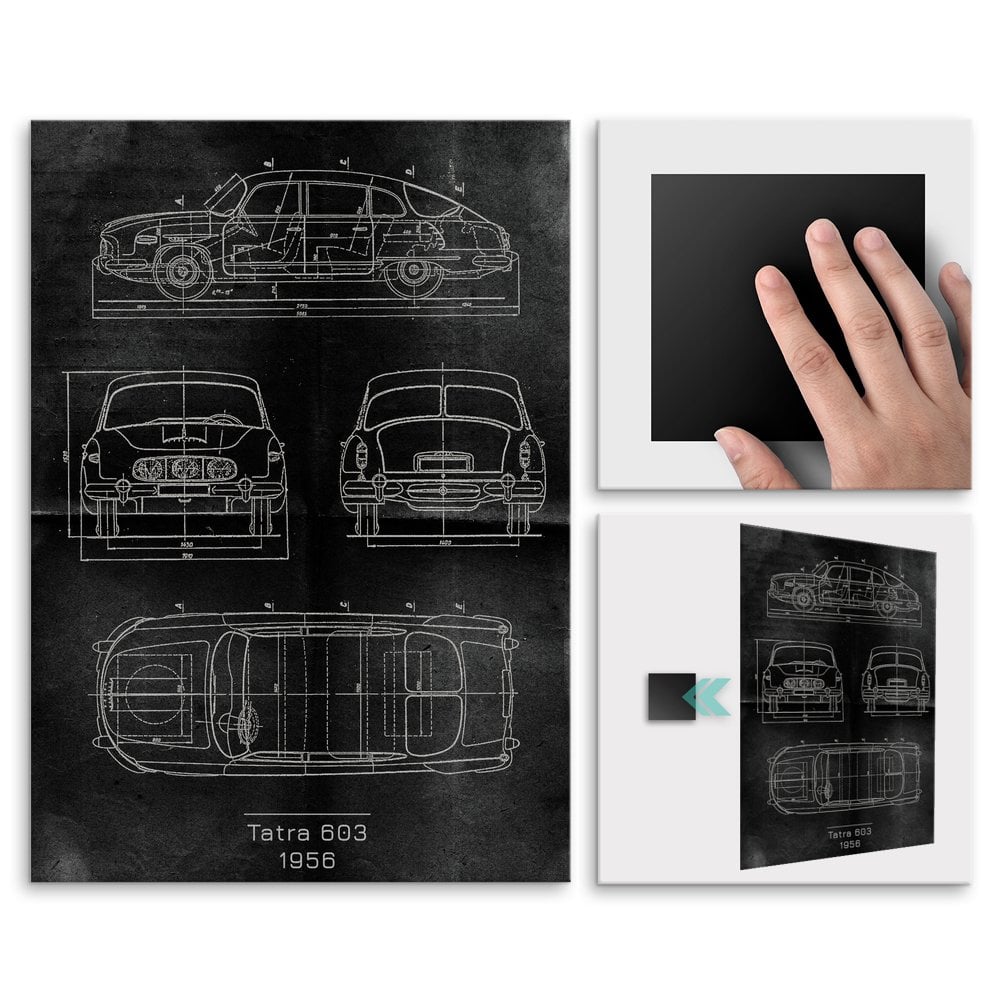 Plakat metalowy Tatra 603 Projekt Graphite L