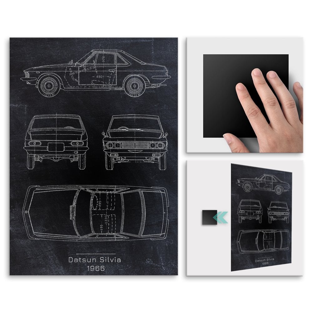 Plakat metalowy Datsun Silvia Projekt Blackboard L