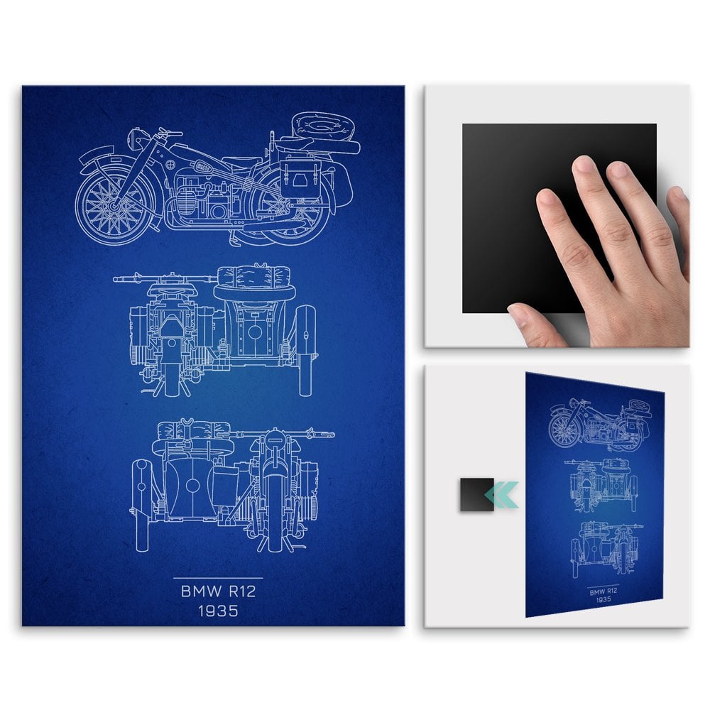 Plakat metalowy BMW R12 Projekt Blueprint L