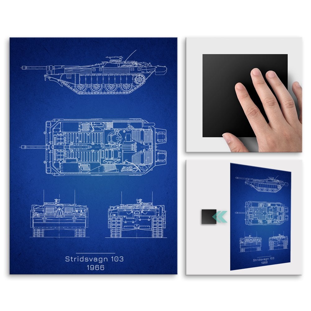 Plakat metalowy Stridsvagn 103 Projekt Blueprint M