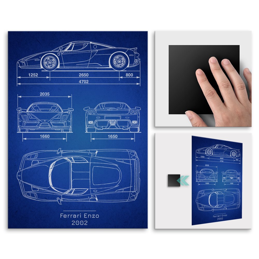 Plakat metalowy Ferrari Enzo Projekt Blueprint M