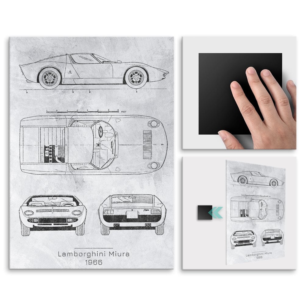 Plakat metalowy Lamborghini Miura Projekt Stone M