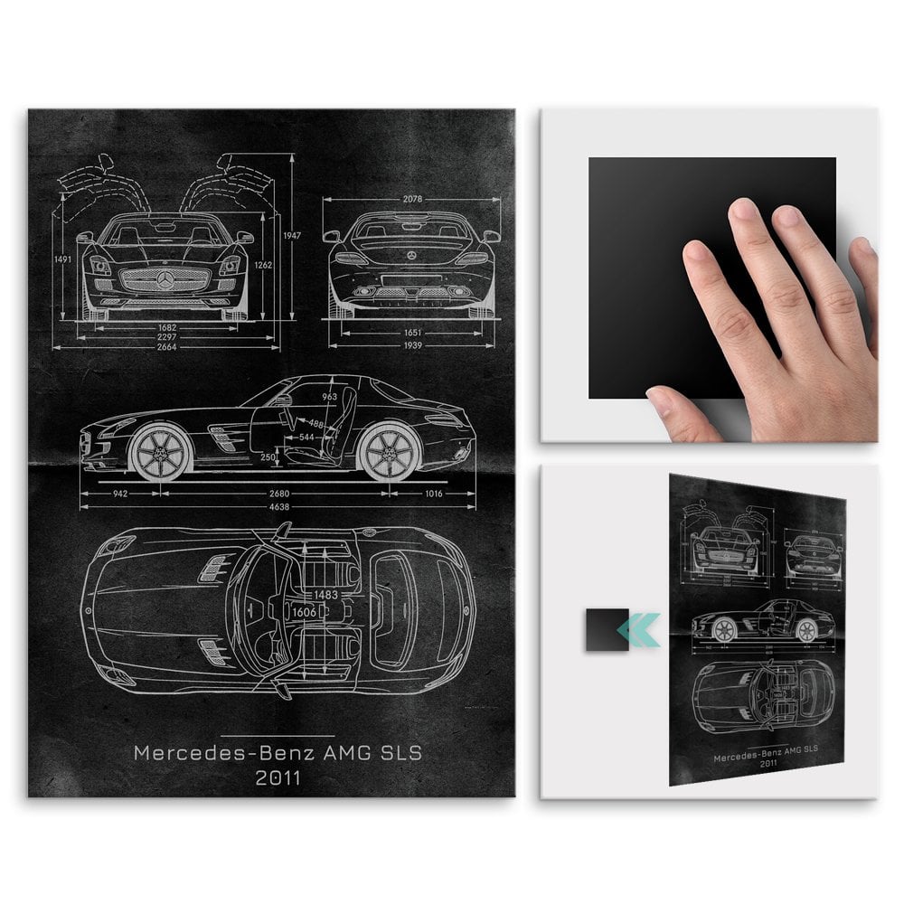 Plakat metalowy Mercedes Benz AMG SLS Projekt Graphite M