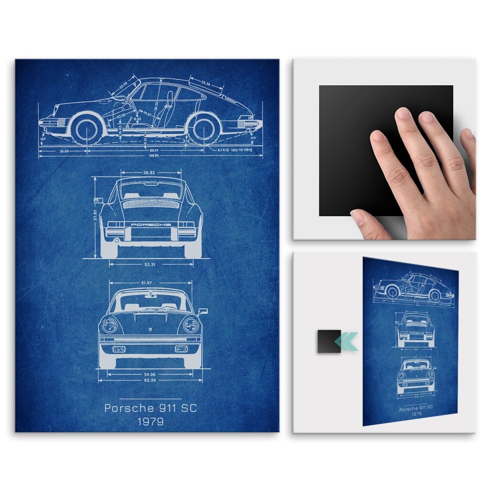 Plakat metalowy Porsche 911 SC Projekt Cobalt L