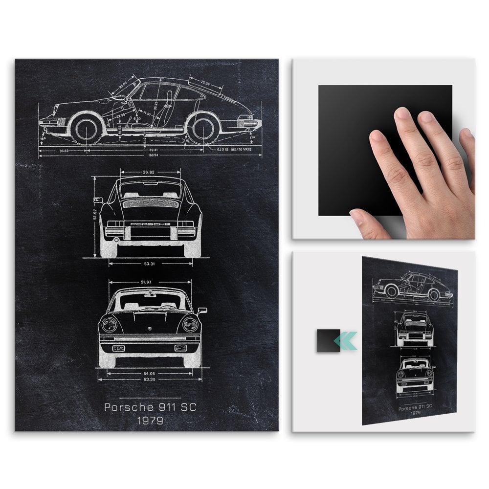 Plakat metalowy Porsche 911 SC Projekt Blackboard L