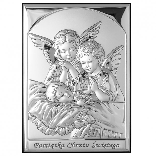 Obrazek srebrny z grawerem dla dziewczynki na chrzest