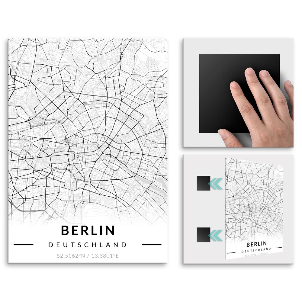 Plakat metalowy Mapa B&W Berlin M