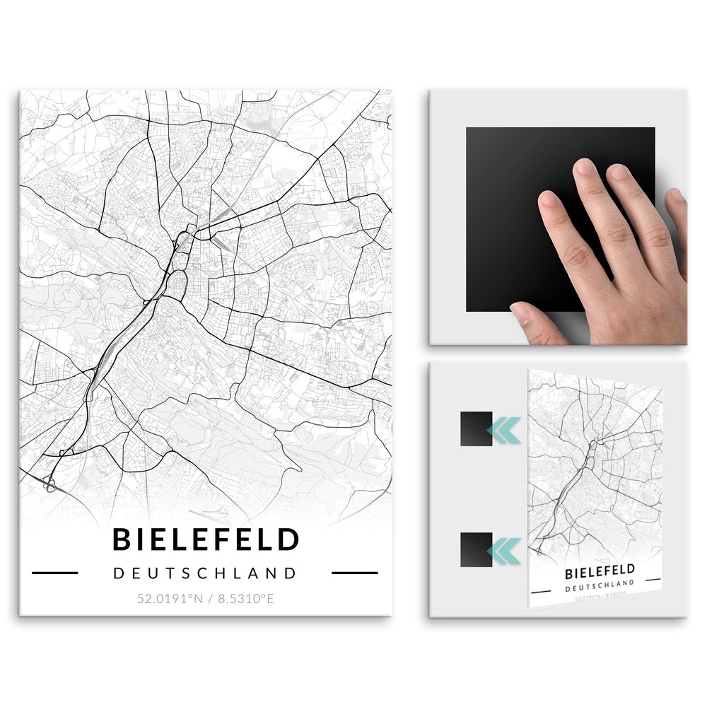 Plakat metalowy Mapa B&W Bielefeld M