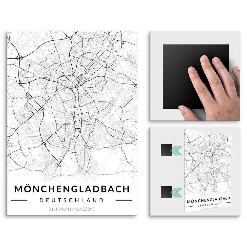 Plakat metalowy Mapa B&W Mnchengladbach L