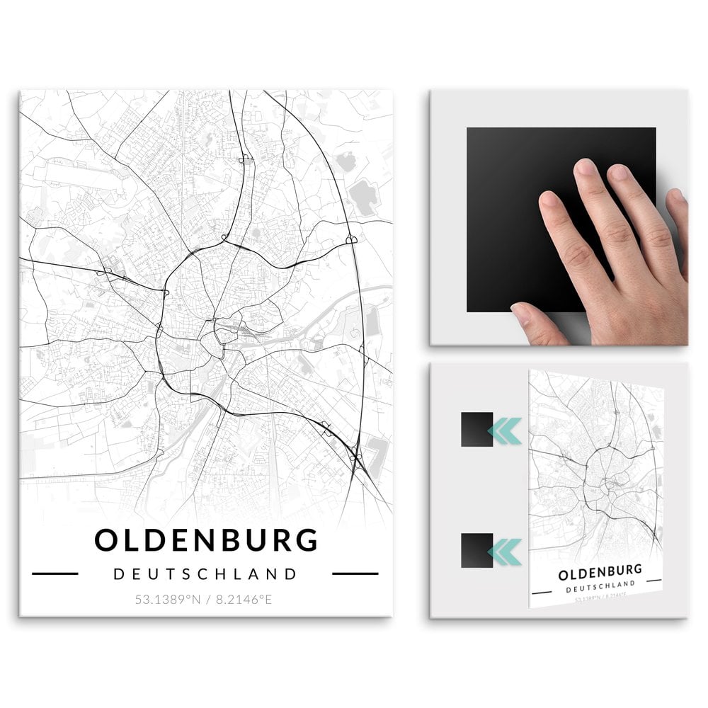 Plakat metalowy Mapa B&W Oldenburg M