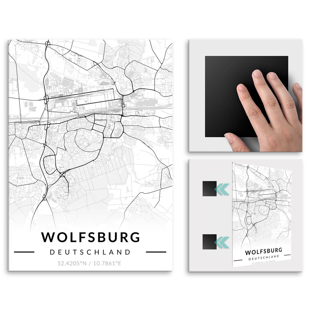 Plakat metalowy Mapa B&W Wolfsburg M