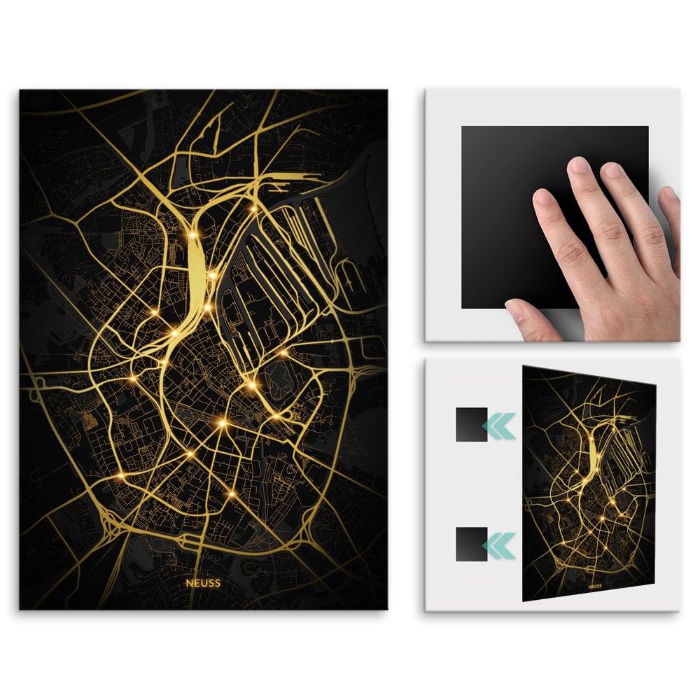 Plakat metalowy Mapa City Lights Neuss M