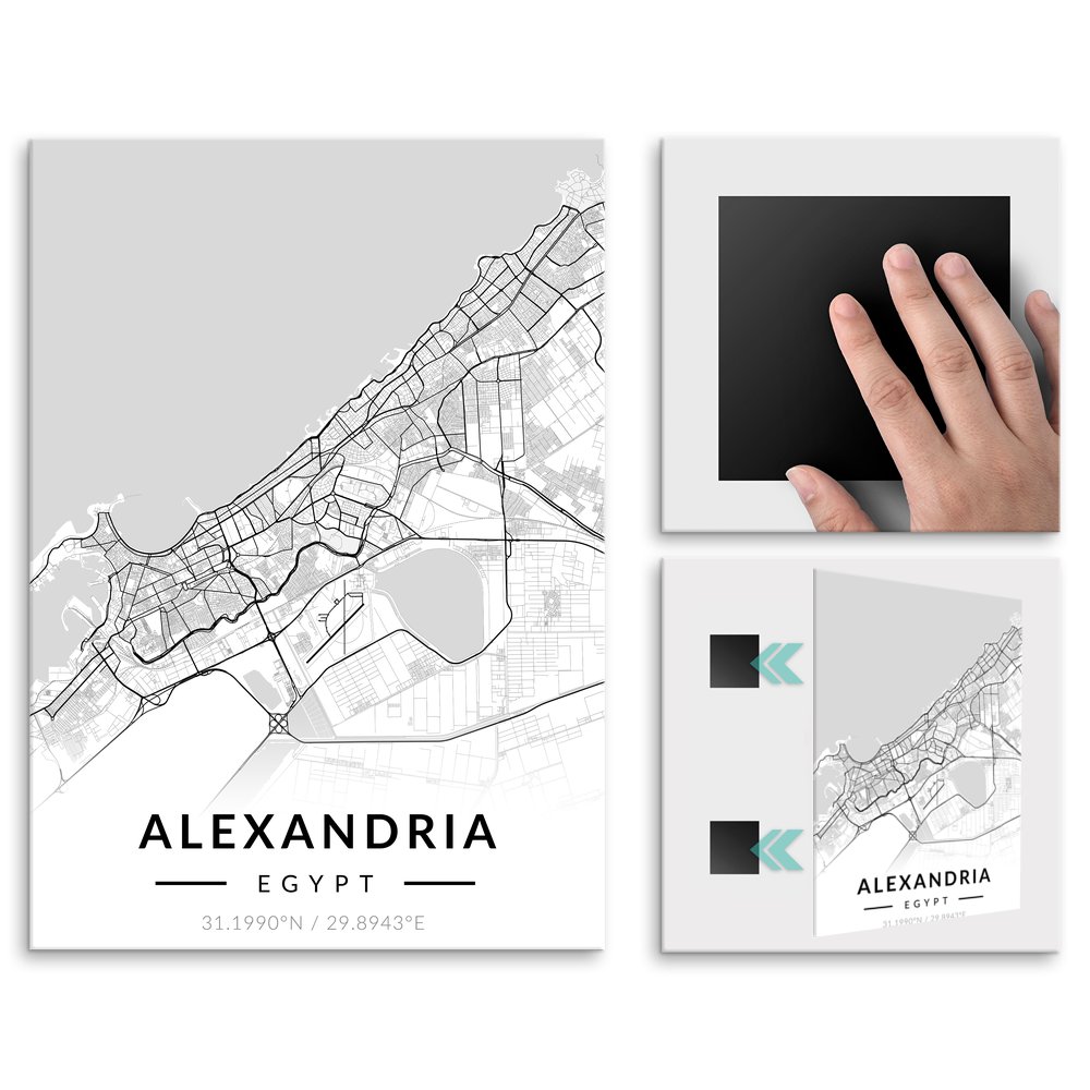 Plakat metalowy Mapa B&W Aleksandria L