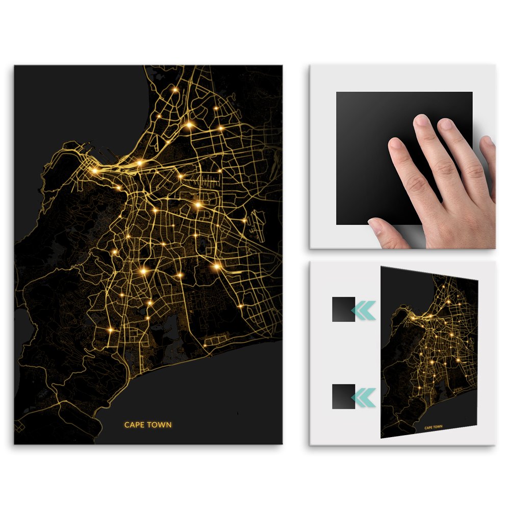 Plakat metalowy Mapa City Lights Kapsztad L