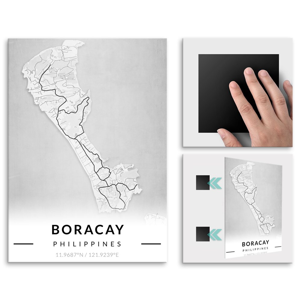 Plakat metalowy Mapa B&W Boracay L