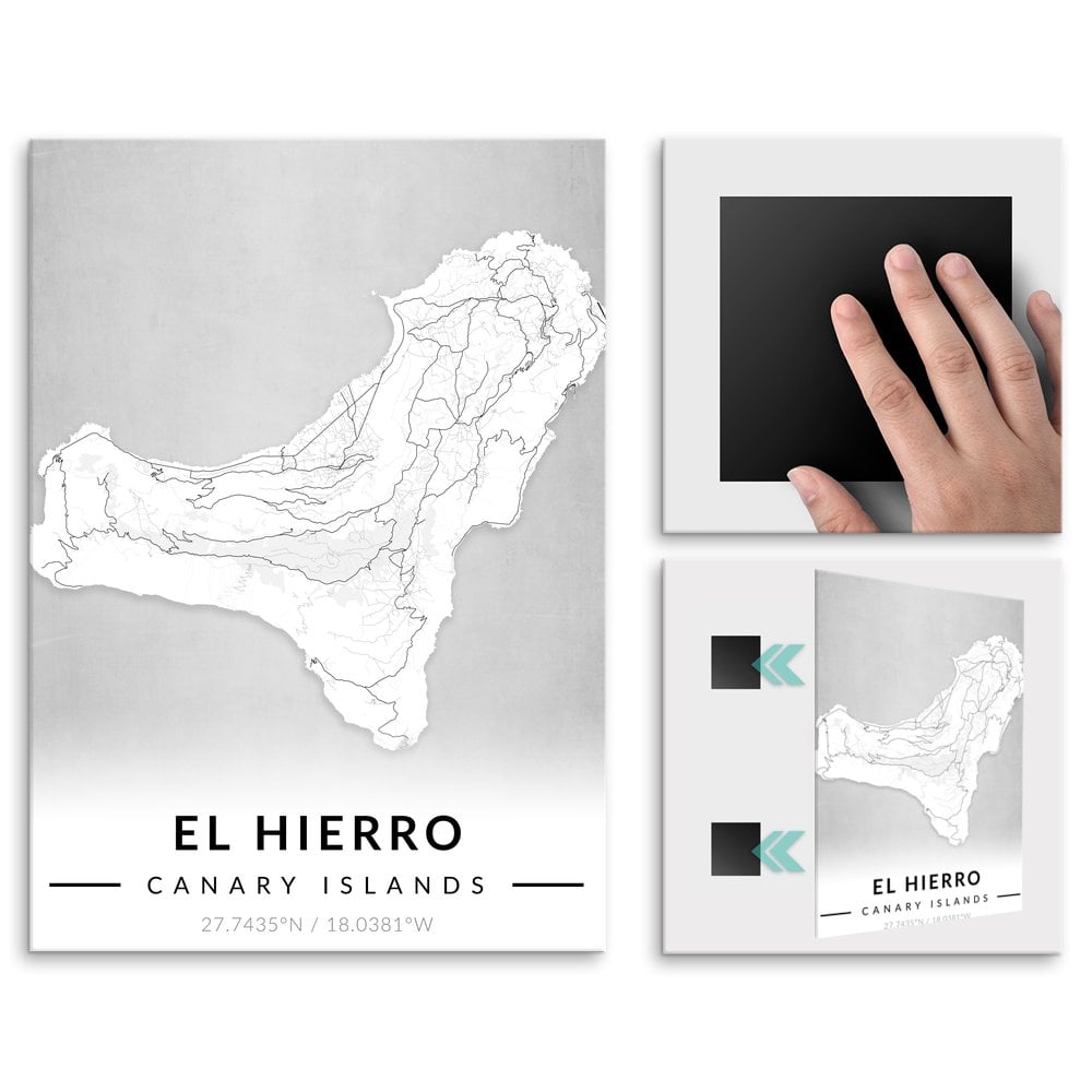 Plakat metalowy Mapa B&W El Hierro L