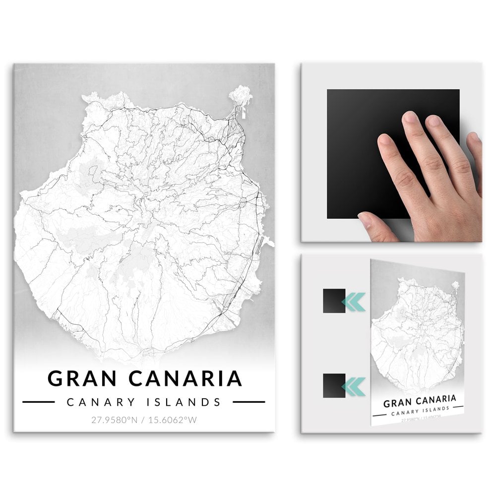 Plakat metalowy Mapa B&W Gran Canaria M