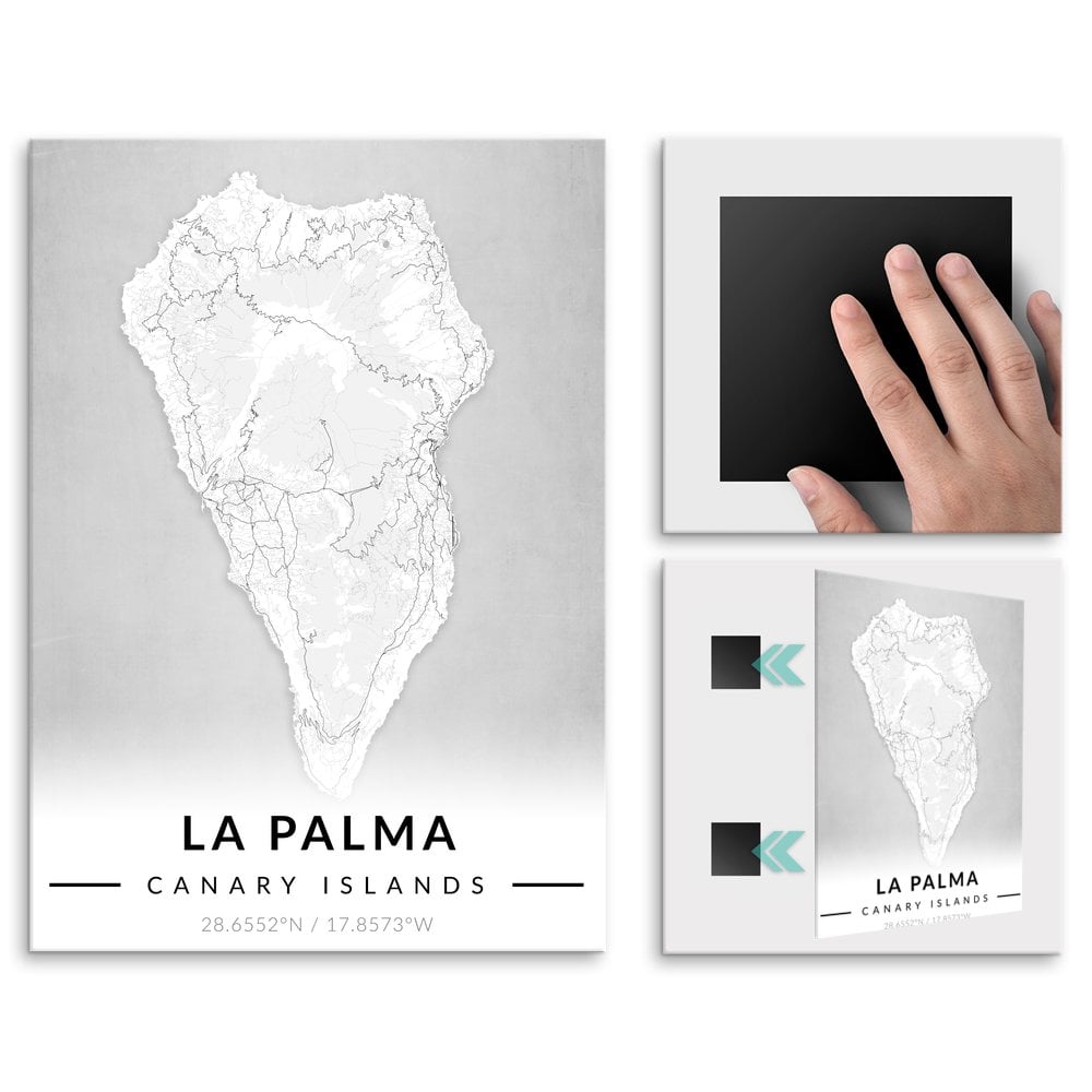 Plakat metalowy Mapa B&W La Palma M