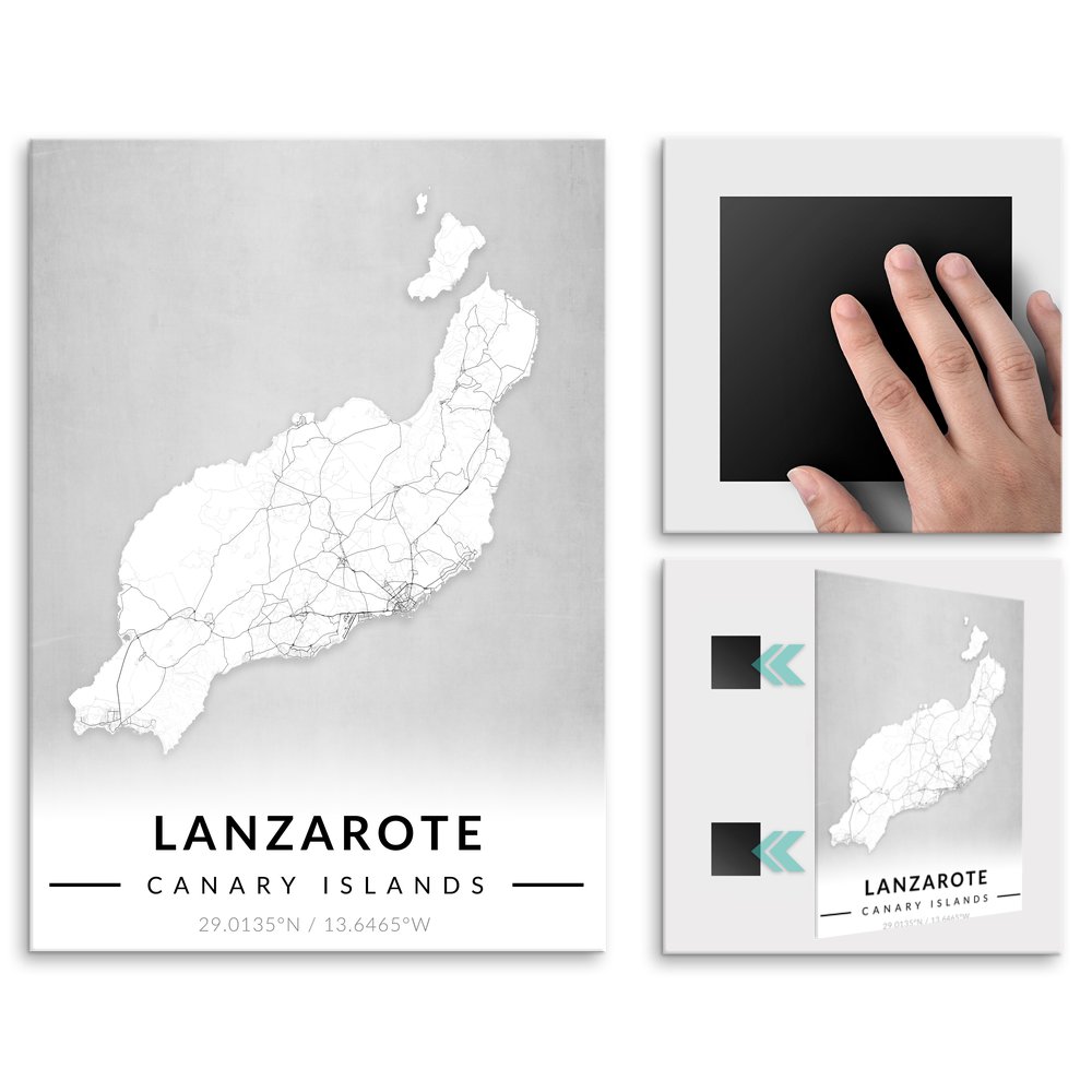 Plakat metalowy Mapa B&W Lanzarote L