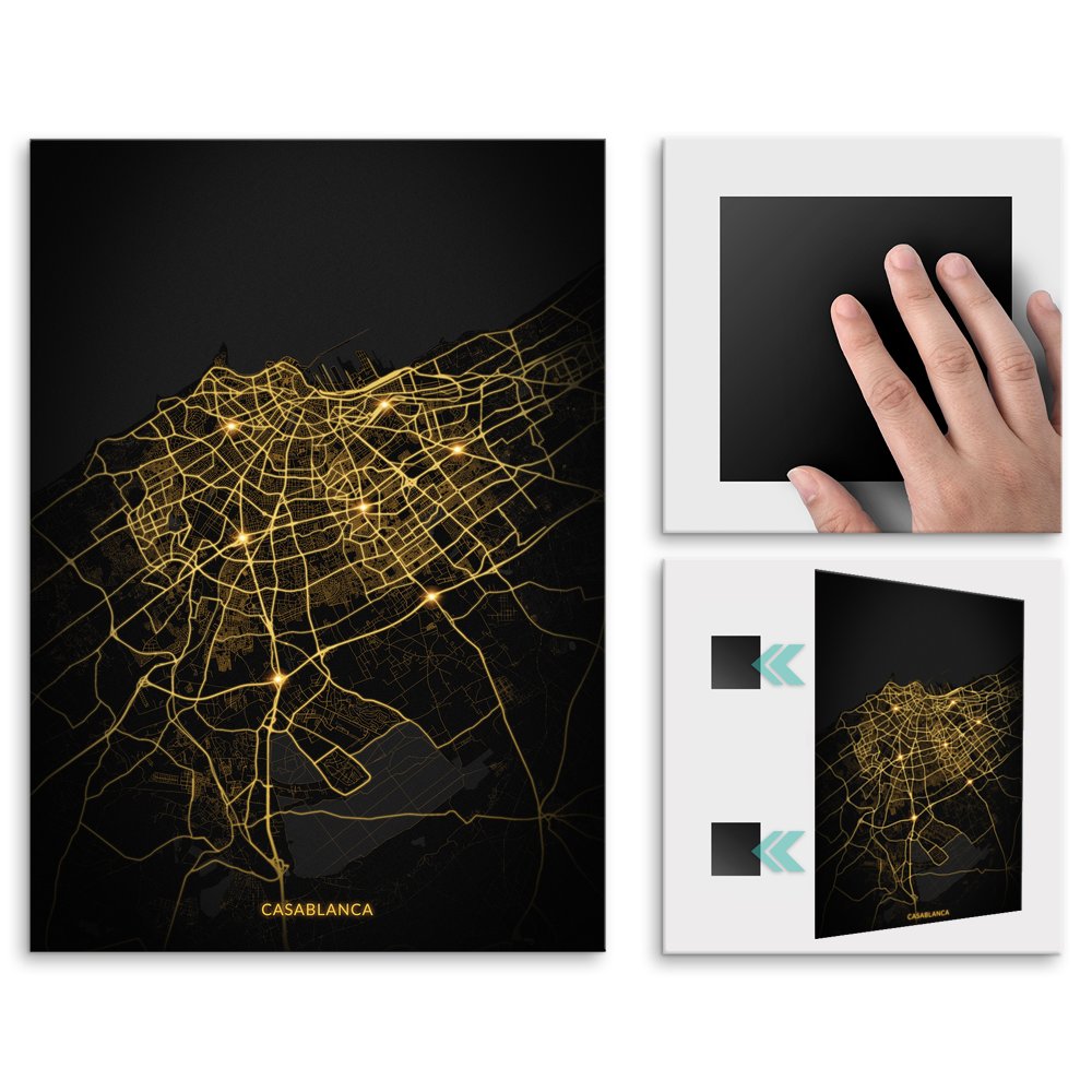 Plakat metalowy Mapa City Lights Casablanca M