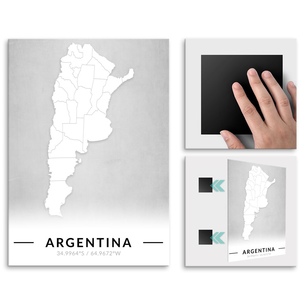 Plakat metalowy Mapa B&W Argentyna M