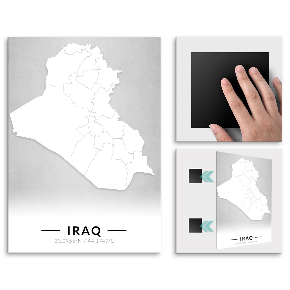 Plakat metalowy Mapa B&W Irak L