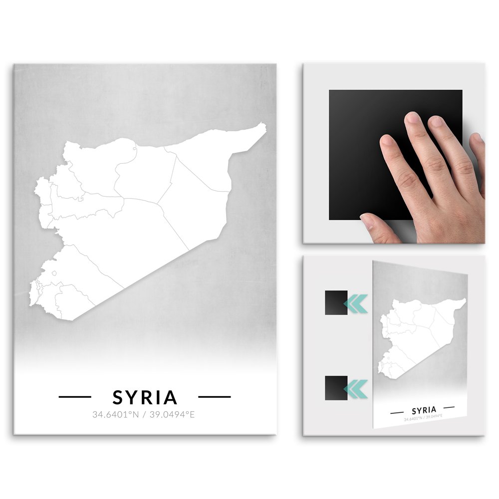 Plakat metalowy Mapa B&W Syria M