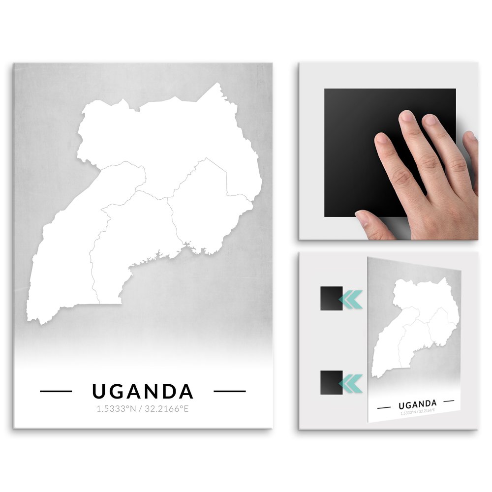 Plakat metalowy Mapa B&W Uganda L