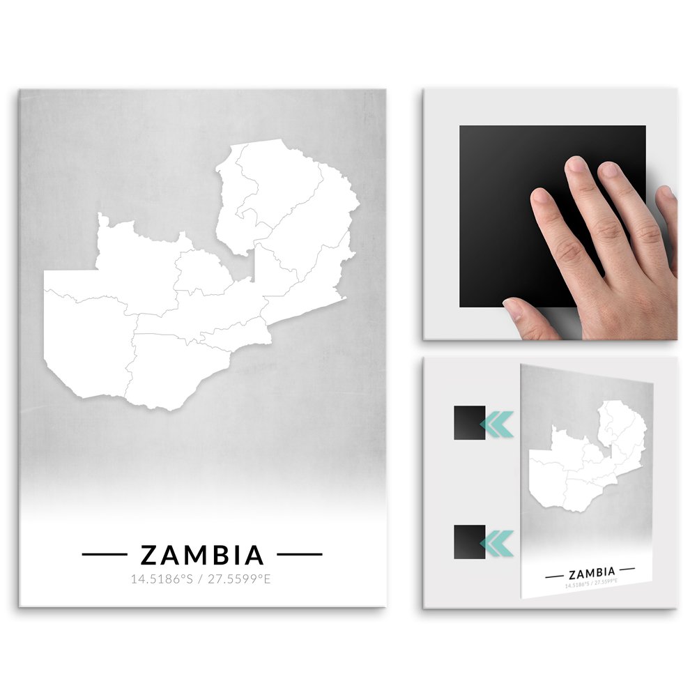 Plakat metalowy Mapa B&W Zambia L