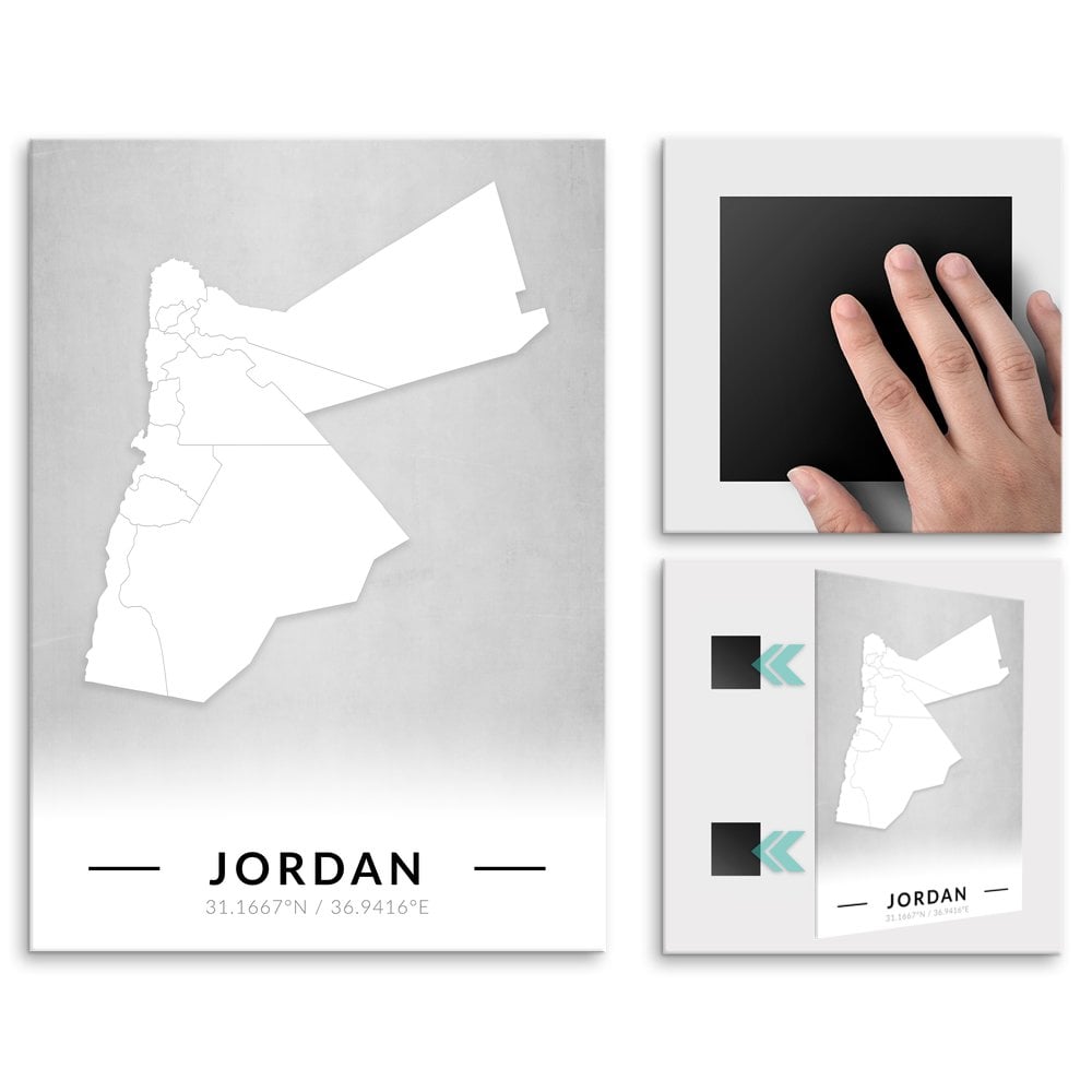 Plakat metalowy Mapa B&W Jordania M