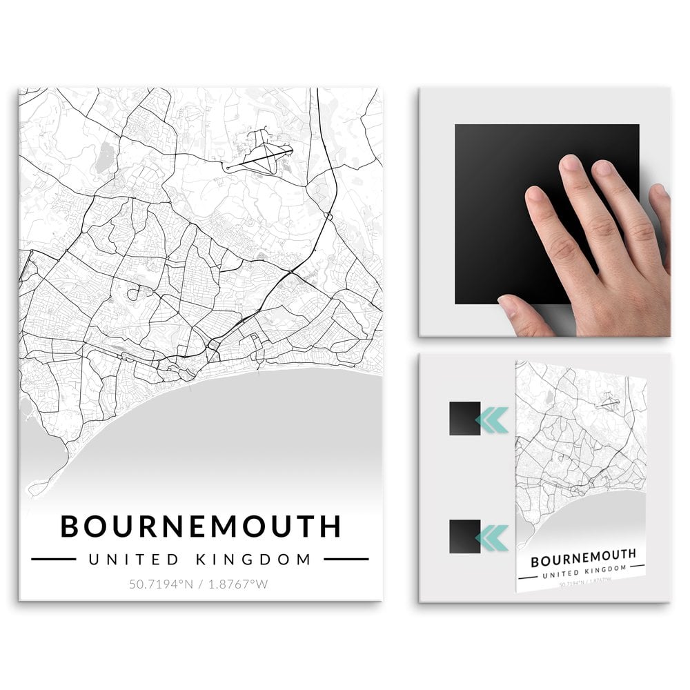 Plakat metalowy Mapa B&W Bournemouth M