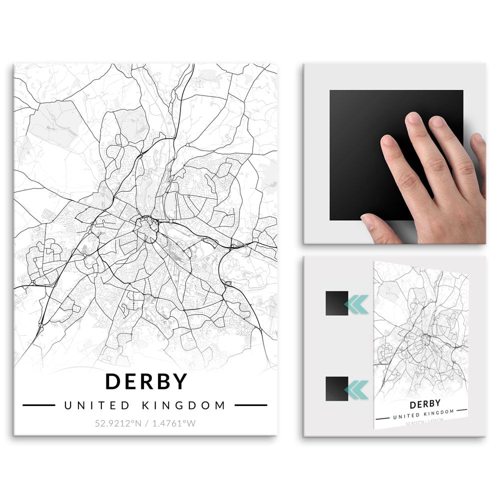 Plakat metalowy Mapa B&W Derby L