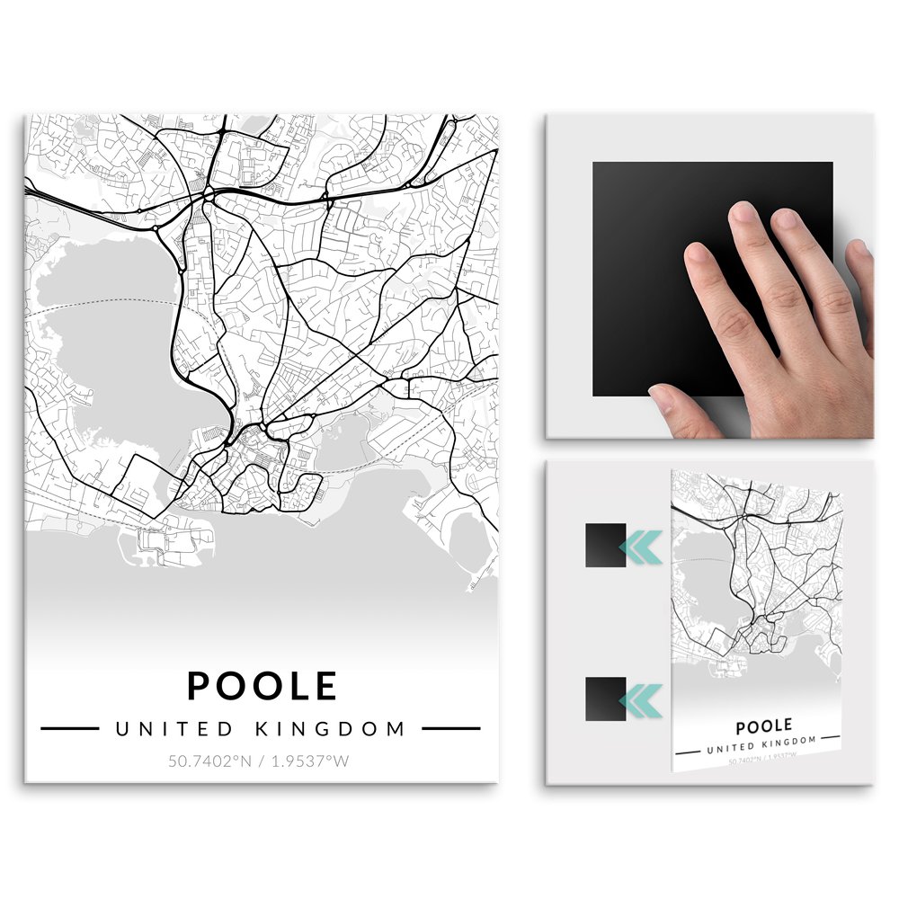 Plakat metalowy Mapa B&W Poole M