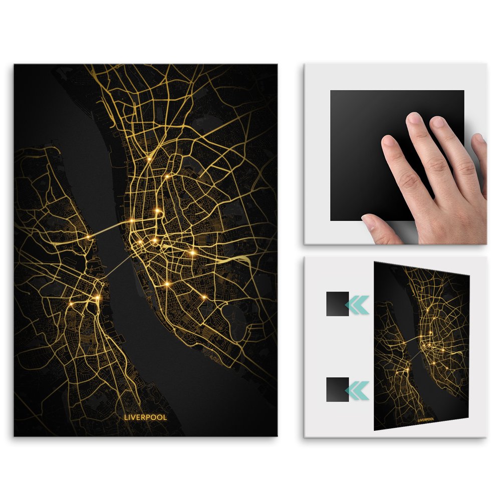 Plakat metalowy Mapa City Lights Liverpool L