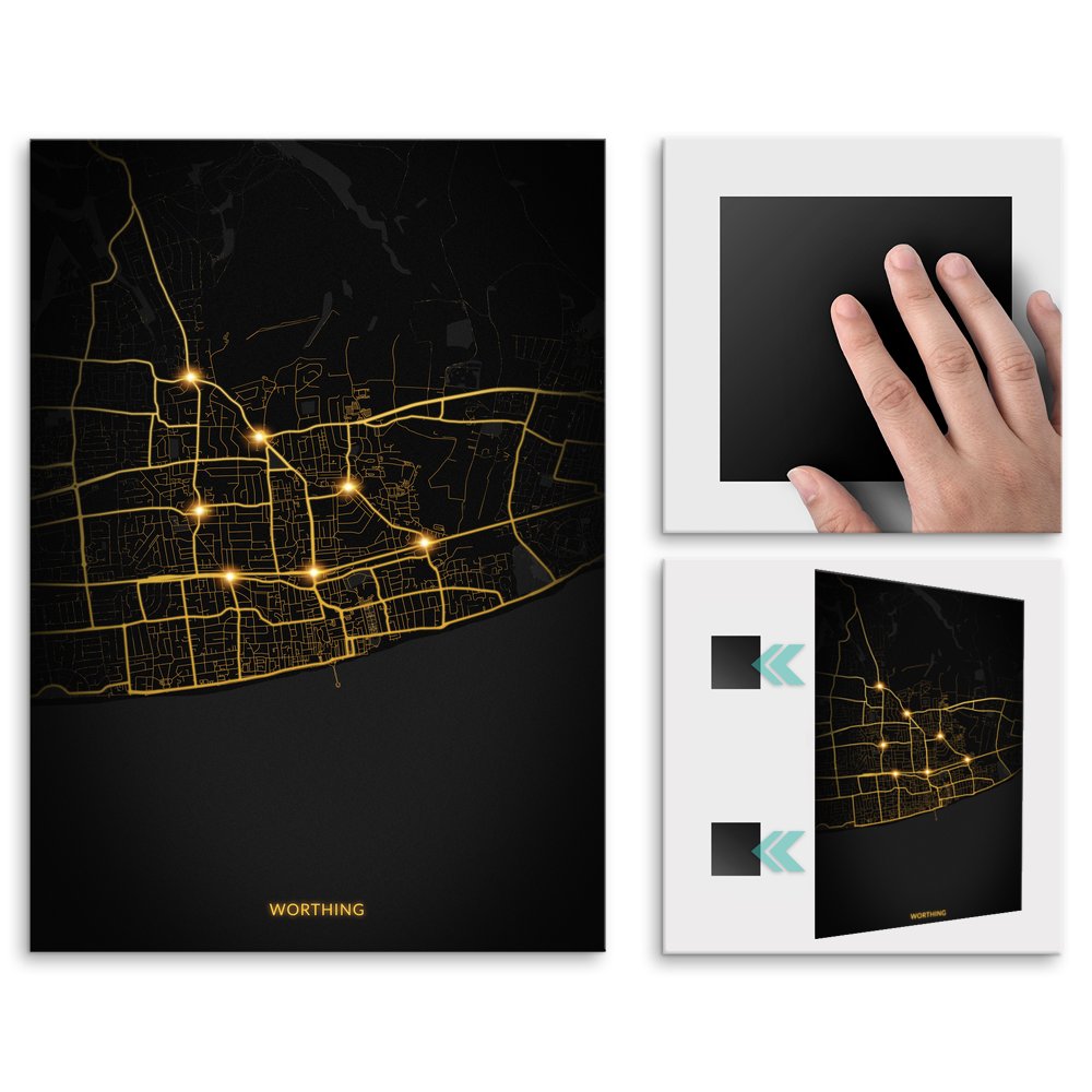 Plakat metalowy Mapa City Lights Worthing M