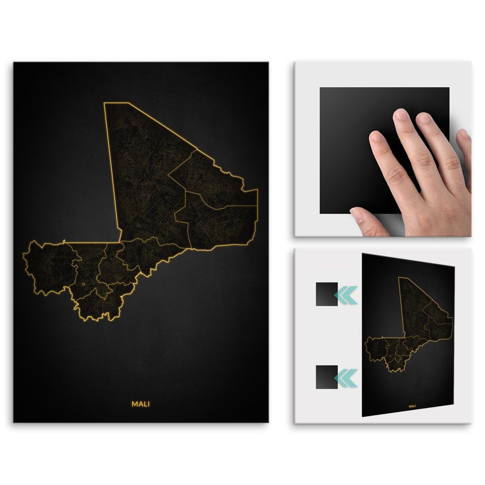 Plakat metalowy Mapa City Lights Mali M