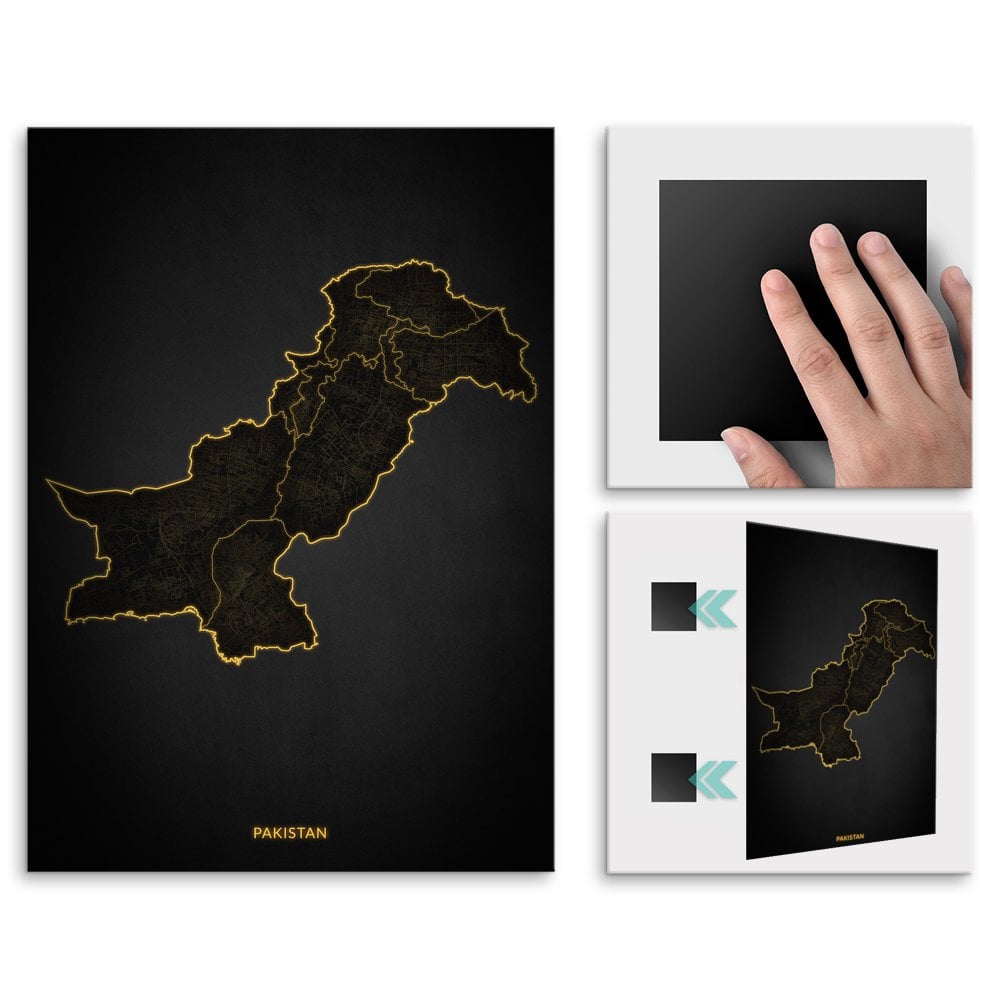 Plakat metalowy Mapa City Lights Pakistan M