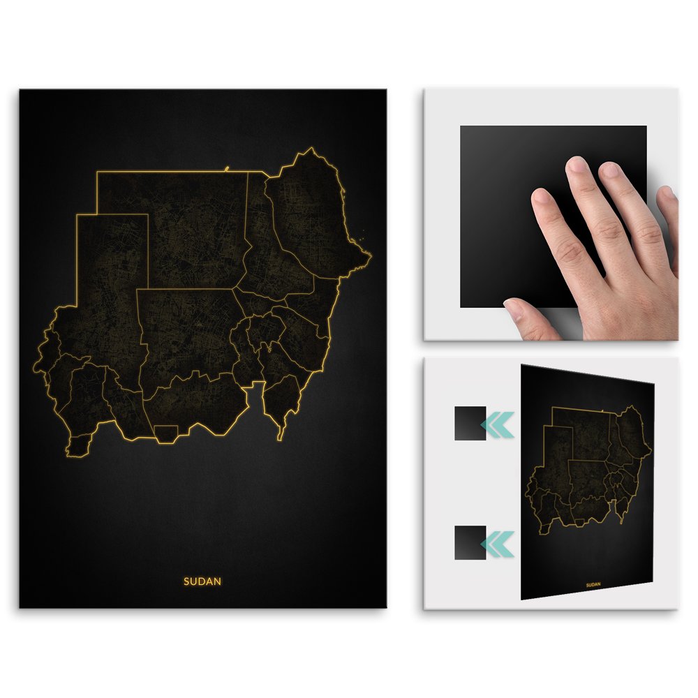 Plakat metalowy Mapa City Lights Sudan M