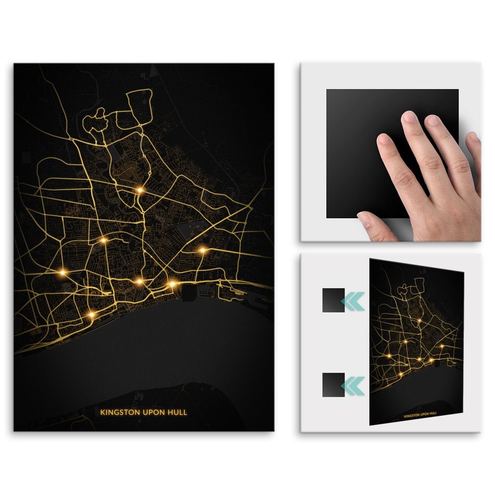 Plakat metalowy Mapa City Lights Kingston upon Hull M